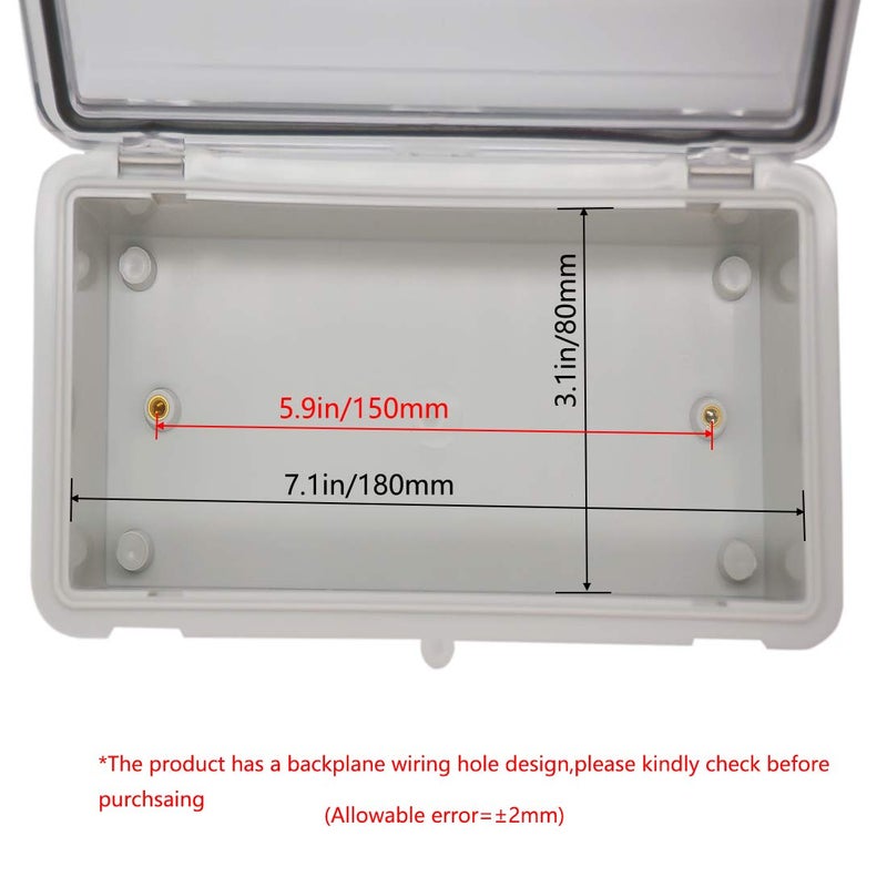 Zulkit Junction Box ABS Plastic Dustproof Waterproof IP65 Electrical Boxes Hinged Shell Outdoor Universal Project Enclosure Clear Cover with 2 Cable Glands 7.9 x 3.9 x 2.8 inch (200x100x70mm) - Image 5